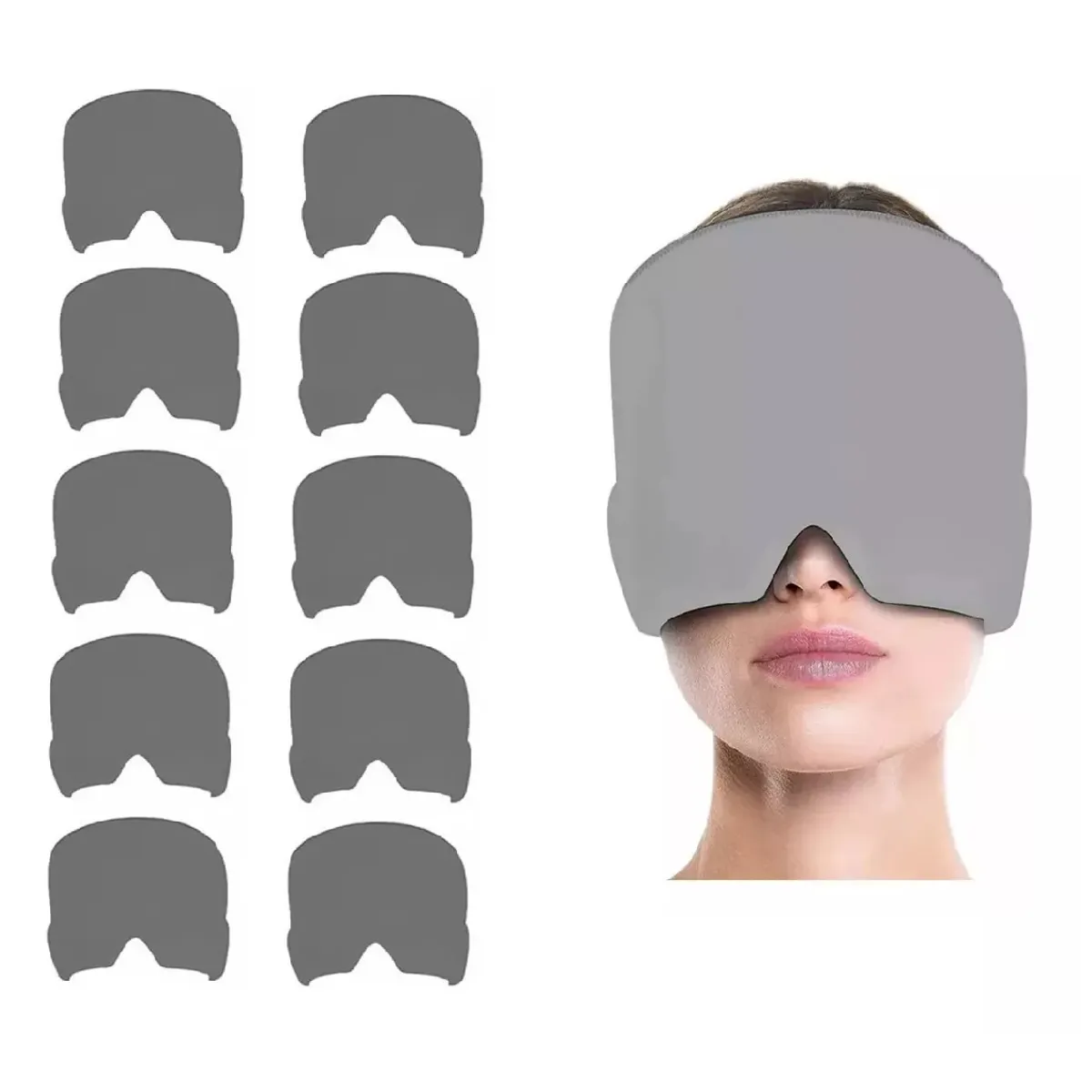 GENERICO - Pack X10 Gorro Gel Alivio De Migraña Frío Calor Color Gris