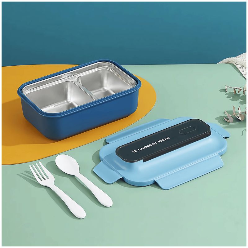 LINE - Fiambrera Contenedor 800 ml Térmico 2 Divisiones Táper Hermético Blue
