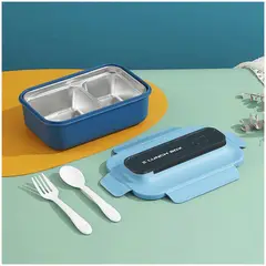 LINE - Fiambrera Contenedor 800 ml Térmico 2 Divisiones Táper Hermético Blue