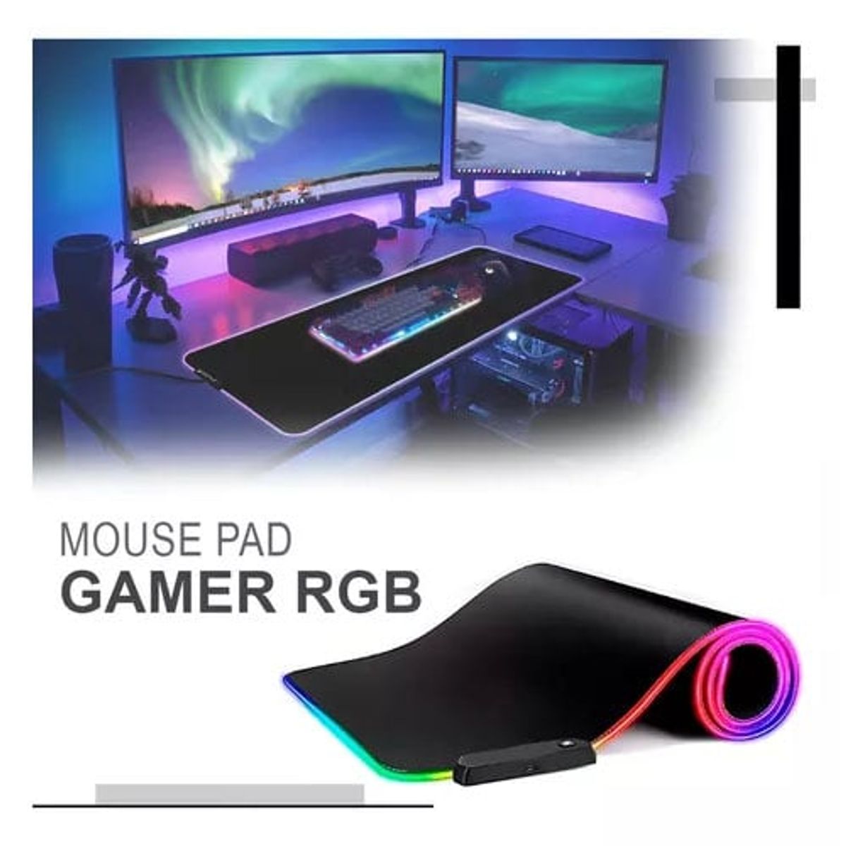 GENERICO - Mouse Pad Gamer Rgb De Goma Antideslizante
