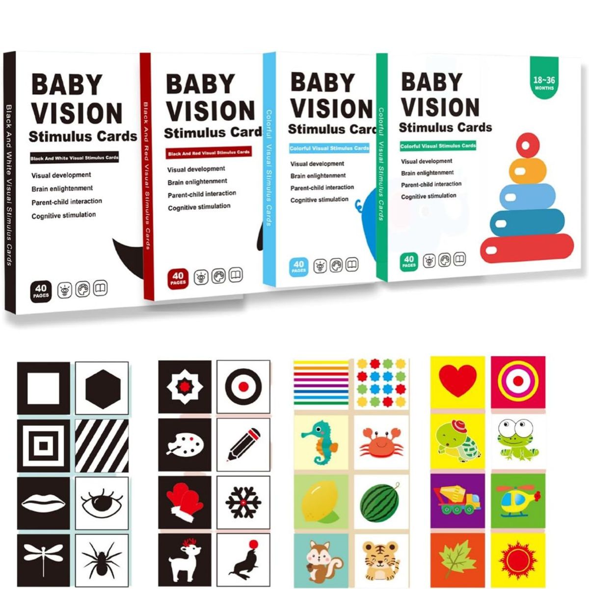 GENERICO - Set Tarjetas De Estimulación Visual Para Bebés 0-36 Meses