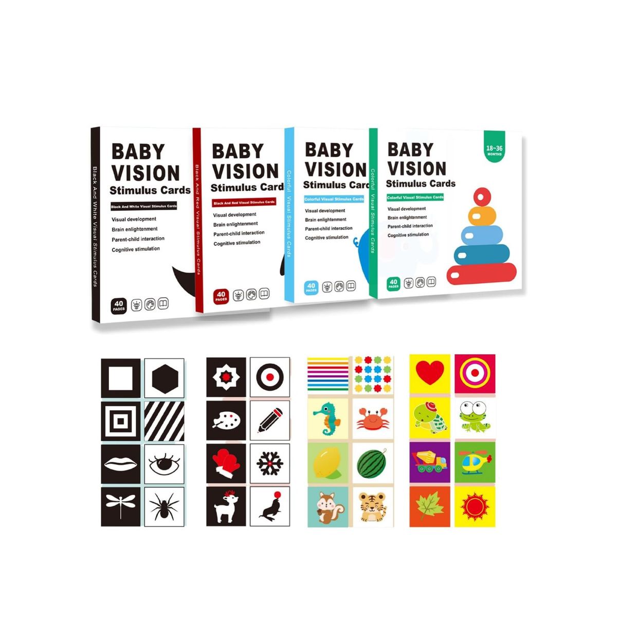 GENERICO - Set Tarjetas De Estimulación Visual Para Bebés 0-36 Meses