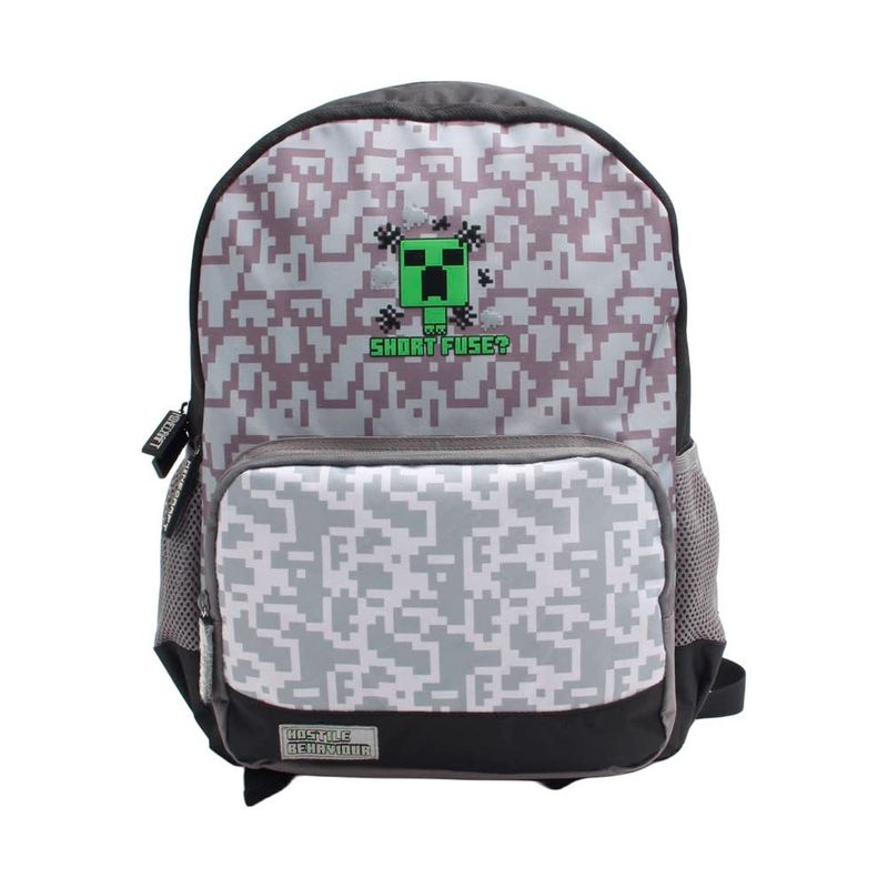 OEM - Mochila Juvenil 14 Litros Minecraft Creeper Gris
