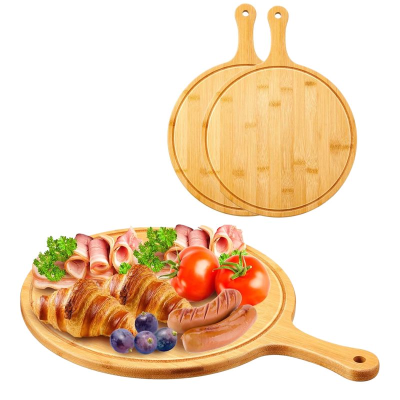 GENERICO - Set 2 Tablas Pizza Tabla Madera Tabla Picoteo Plato 25x35cm