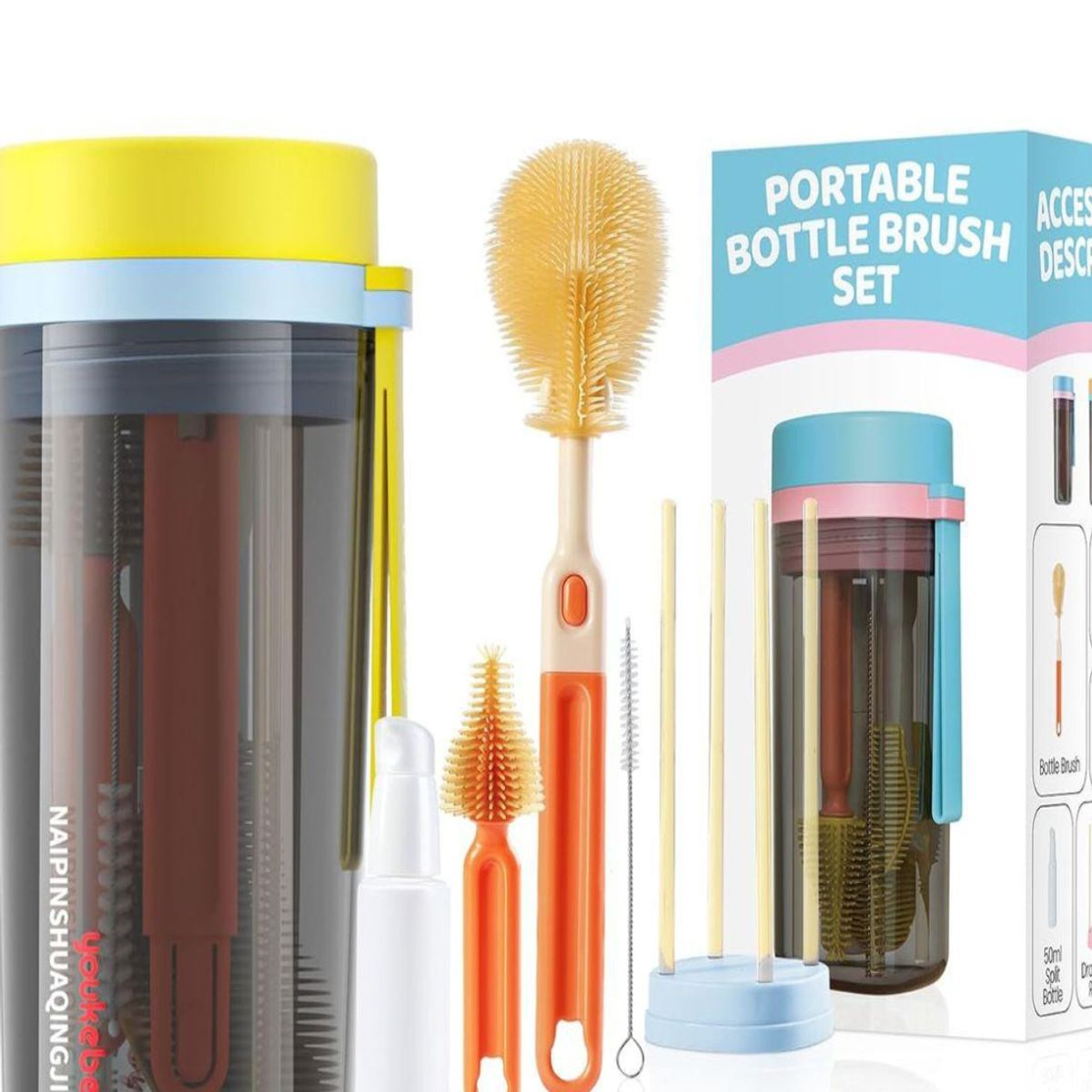 GENERICO - Set De Limpieza Cepillos Portátil Para Mamaderas Biberones