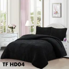 ANGELES DEL HOGAR - COBERTOR CON CHIPORRO DISEÑO MARIPOSA 2 PLAZA NEGRO