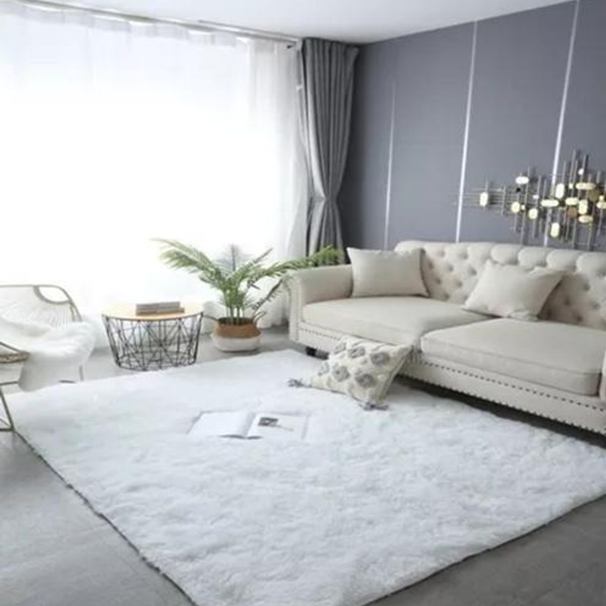 GENERICO - Alfombra Peluda Living Hogar color Blanco