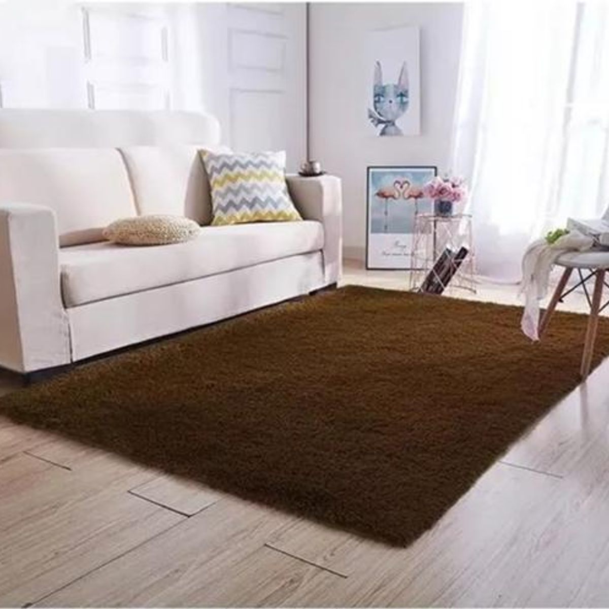 GENERICO - Alfombra Peluda Living Hogar color Café