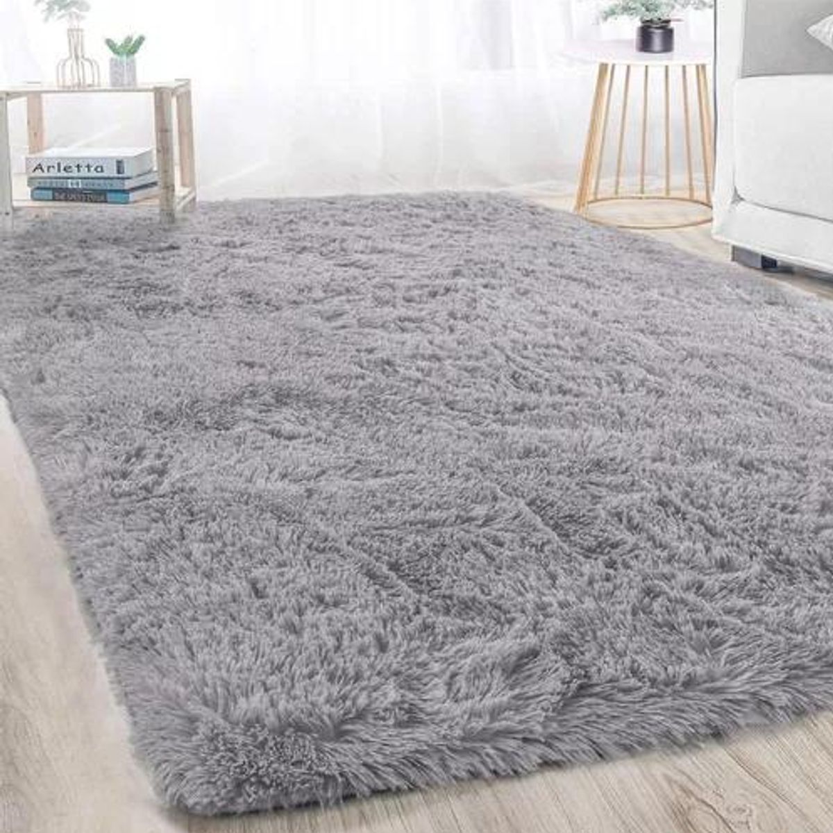 GENERICO - Alfombra Peluda Grande color Gris