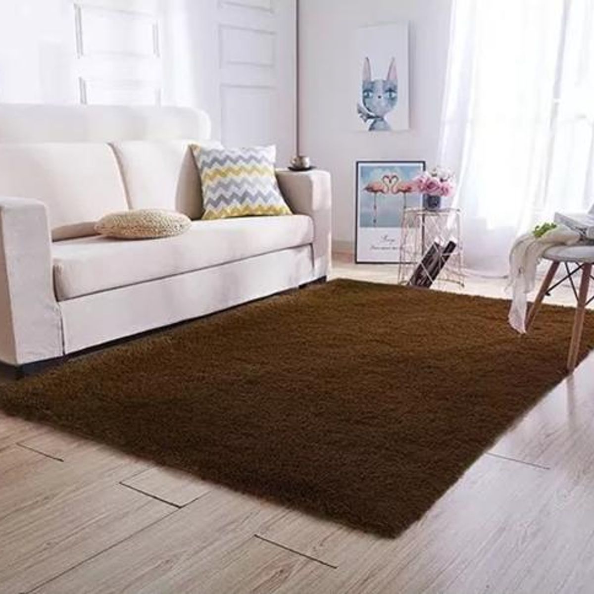 GENERICO - Alfombra Peluda Grande color Café