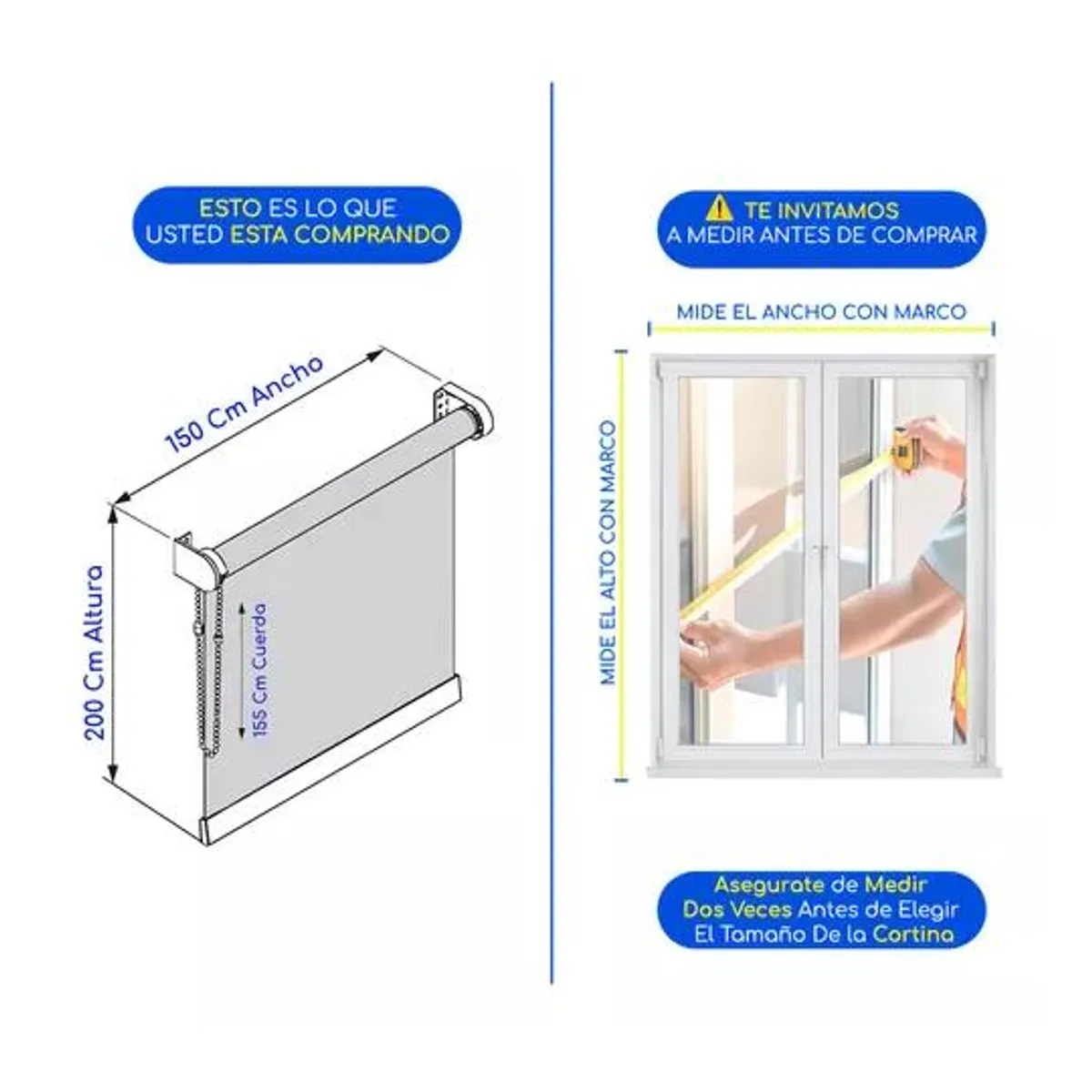 GENERICO - Cortina Roller Duo Zebra Día Noche 150x200cm Blanco