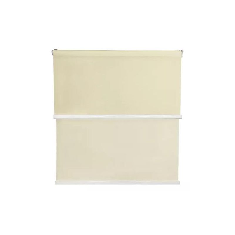 GENERICO - Cortina Roller Blackout 2 Paños 120x240 Doble Visillo Beige Sin Cenefa