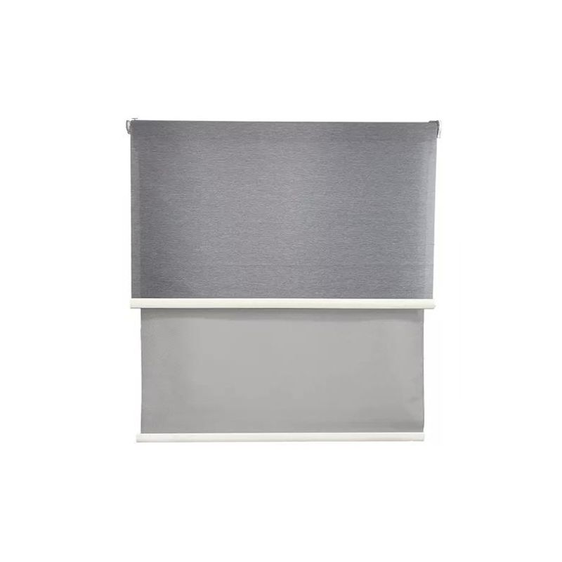 GENERICO - Cortina Roller Blackout 2 Paños 120x240 Doble Visillo Gris Sin Cenefa