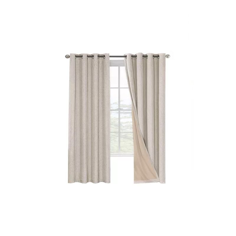 GENERICO - Cortina Blackout 100% 2 Paños 140x220cm Textura Lino Beige