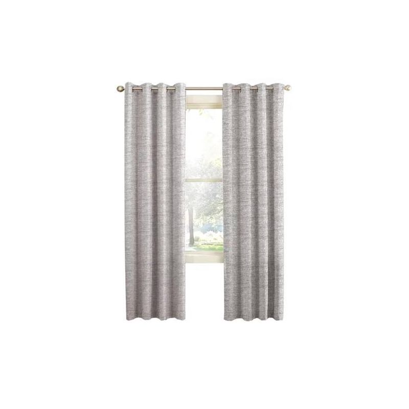 GENERICO - Cortina Blackout 100% 2 Paños 140x220cm Textura Lino Gris Claro