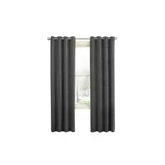 GENERICO - Cortina Blackout 100% 2 Paños 140x220cm Textura Lino Gris Oscuro