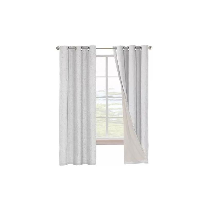 GENERICO - Cortina Blackout 100% 2 Paños 140x220cm Textura Lino Ivory