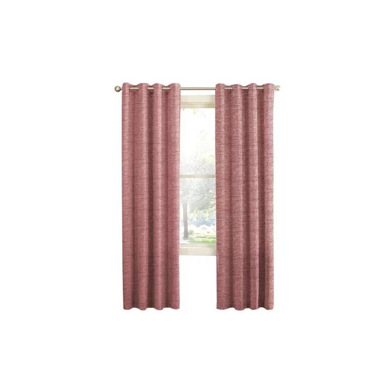 GENERICO - Cortina Blackout 100% 2 Paños 140x220cm Textura Lino Rosado