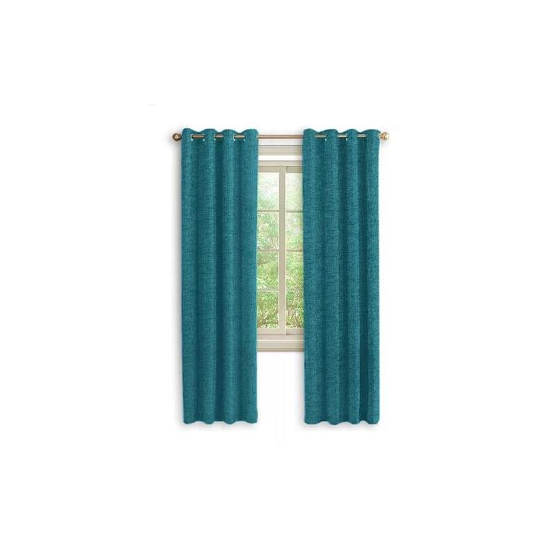 GENERICO - Cortina Blackout 100% 2 Paños 140x220cm Textura Lino Turquesa