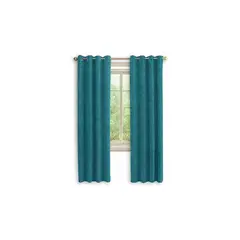 GENERICO - Cortina Blackout 100% 2 Paños 140x220cm Textura Lino Turquesa