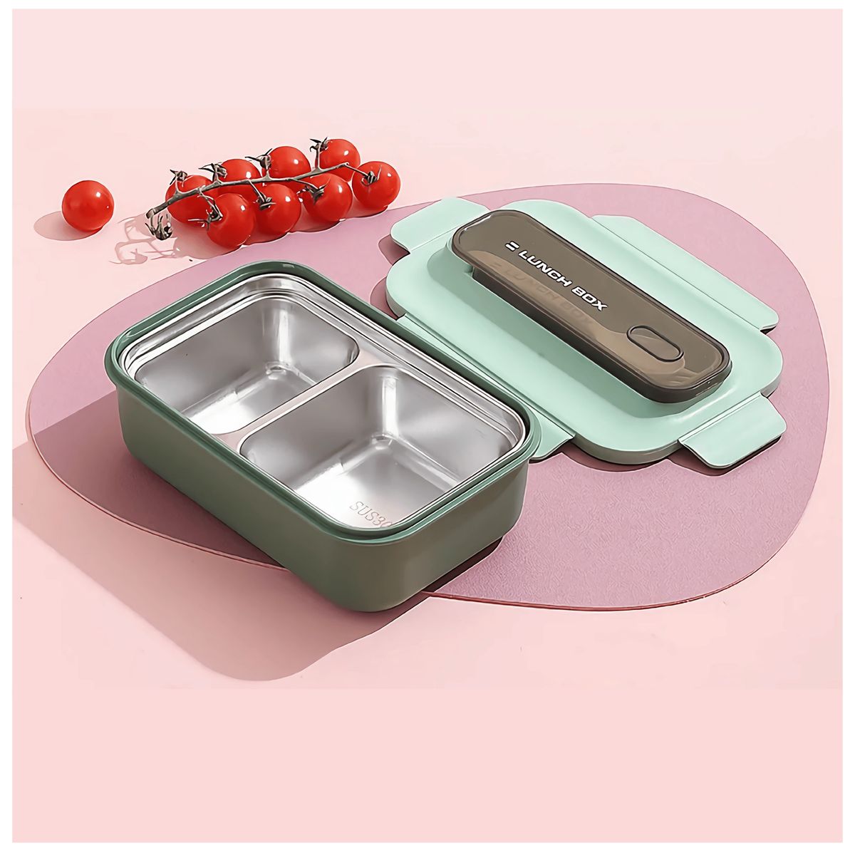 LINE - Fiambrera Contenedor 800 ml Térmico 2 Divisiones Táper Hermético Green