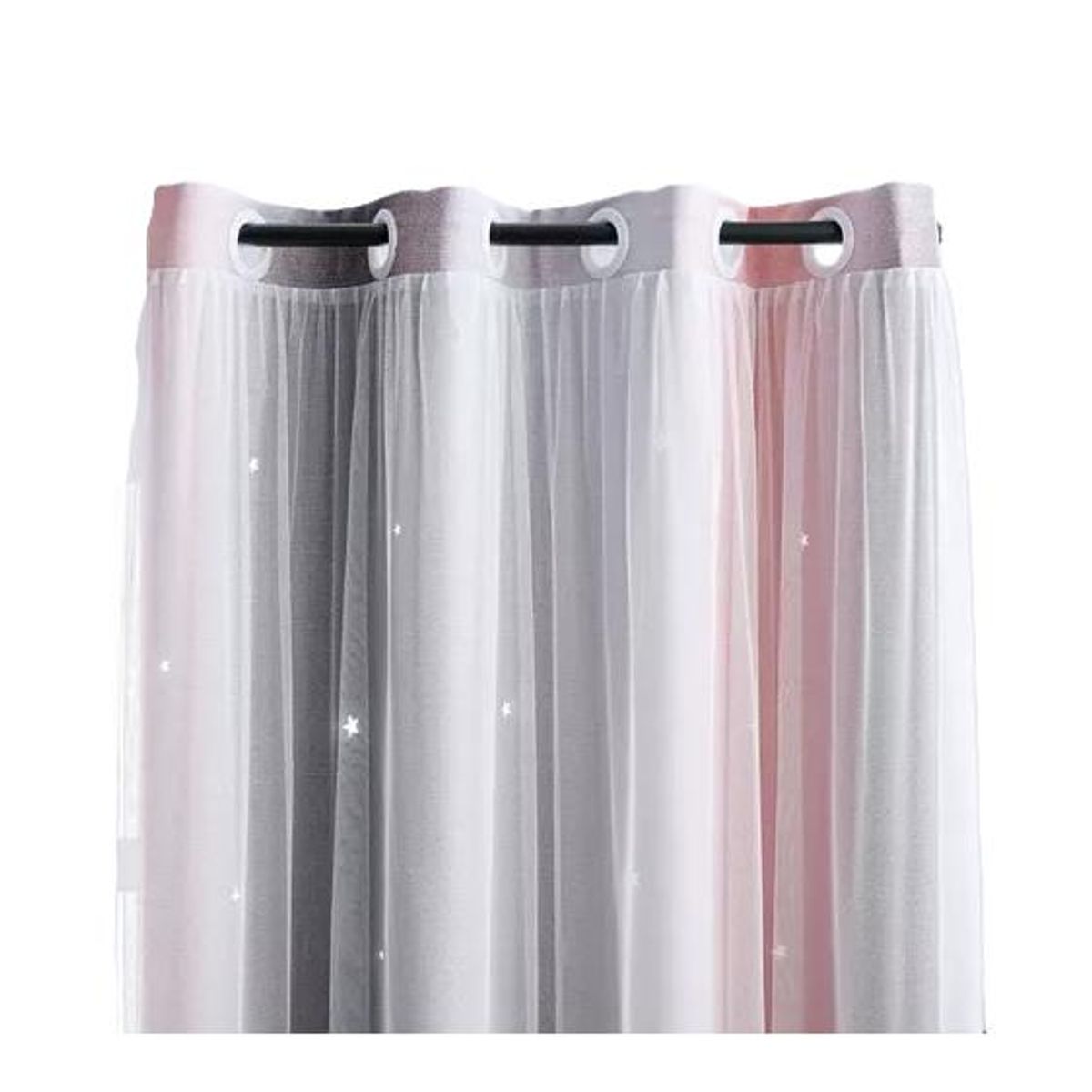 GENERICO - Cortina Blackout 2 Paños 132x210 cm Rosa y Gris