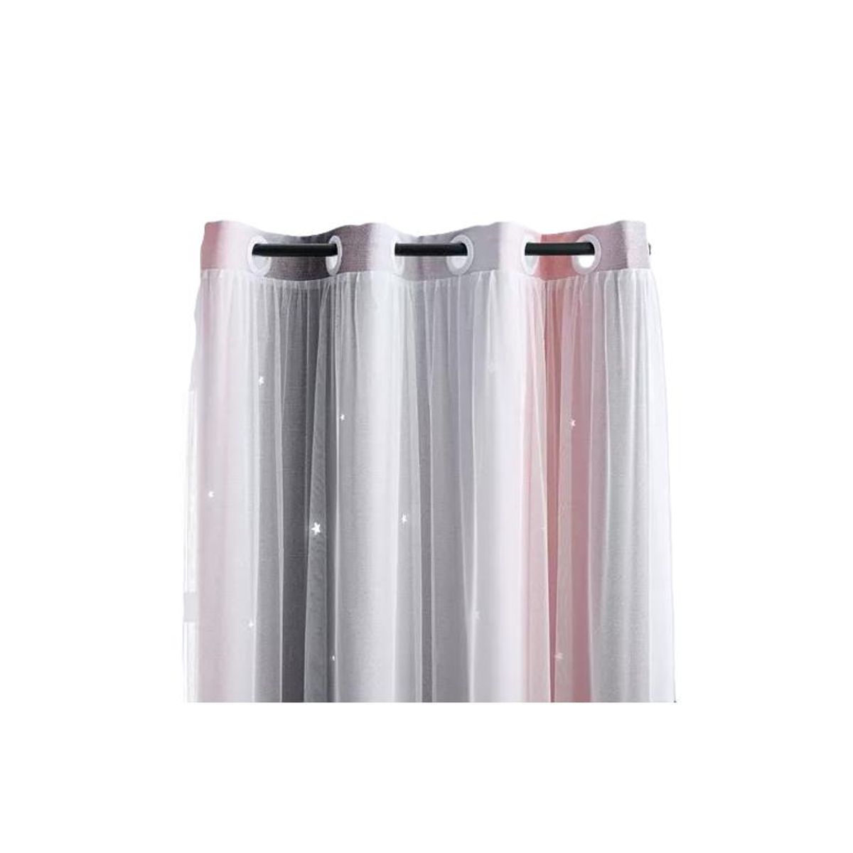 GENERICO - Cortina Blackout 2 Paños 132x210 cm Rosa y Gris