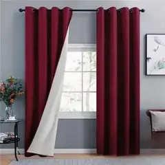 GENERICO - Cortina Blackout 100% 2 Paños 138x226 cm Textura Lino Bordó