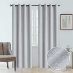 GENERICO - Cortina Blackout 100% 2 Paños 138x226 cm Textura Lino Gris
