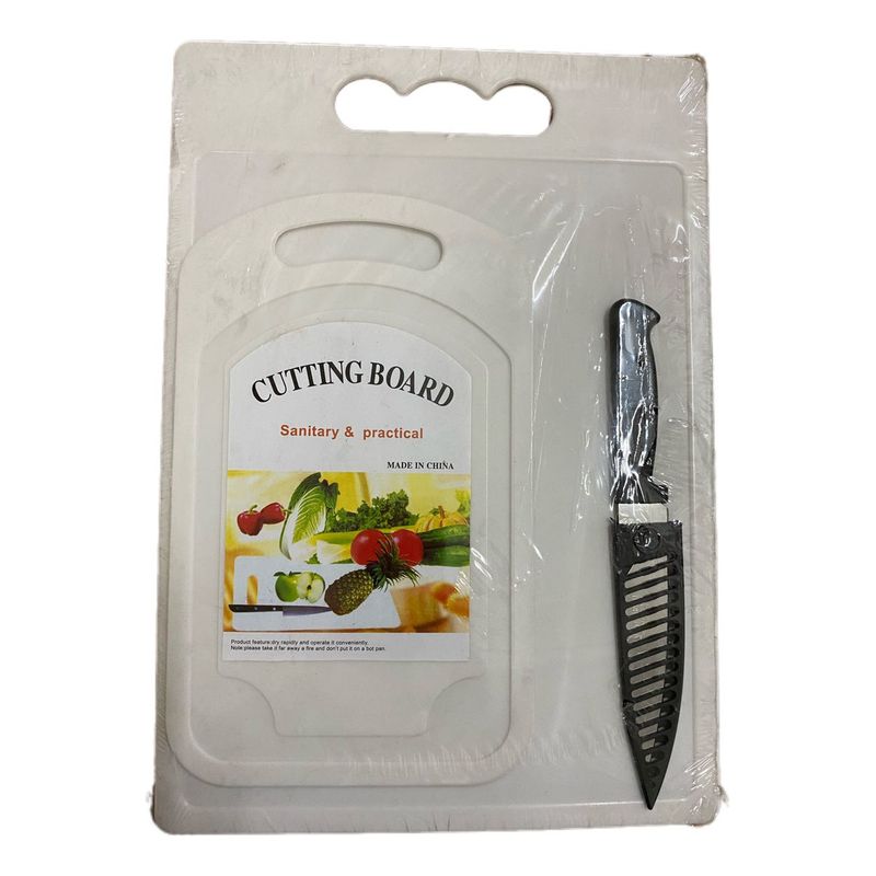 GENERICO - Set de 2 tablas para cortar de plástico + cuchillo