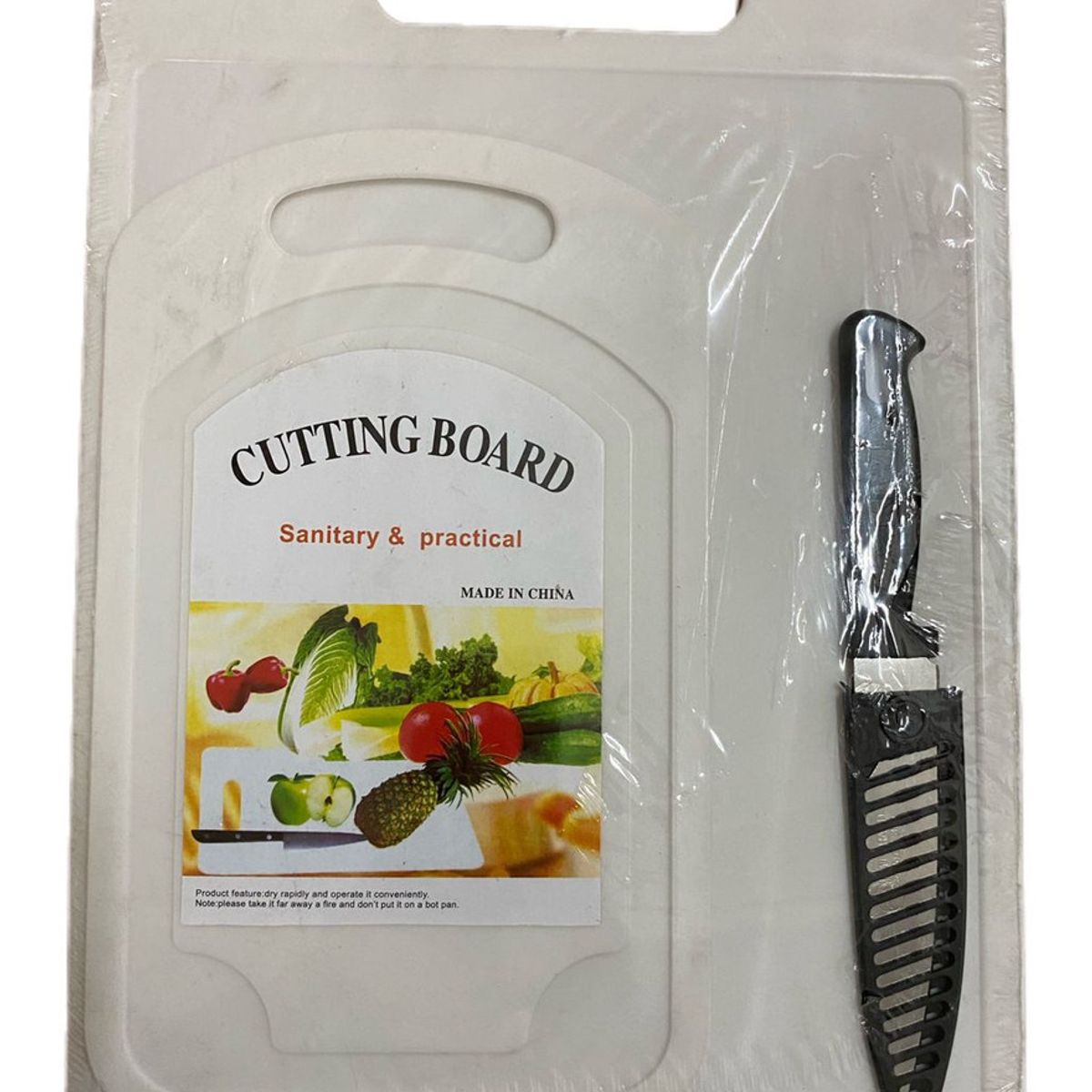 GENERICO - Set de 2 tablas para cortar de plástico + cuchillo