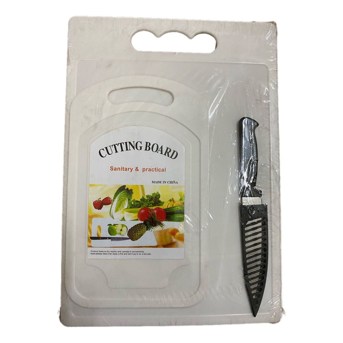 GENERICO - Set de 2 tablas para cortar de plástico + cuchillo