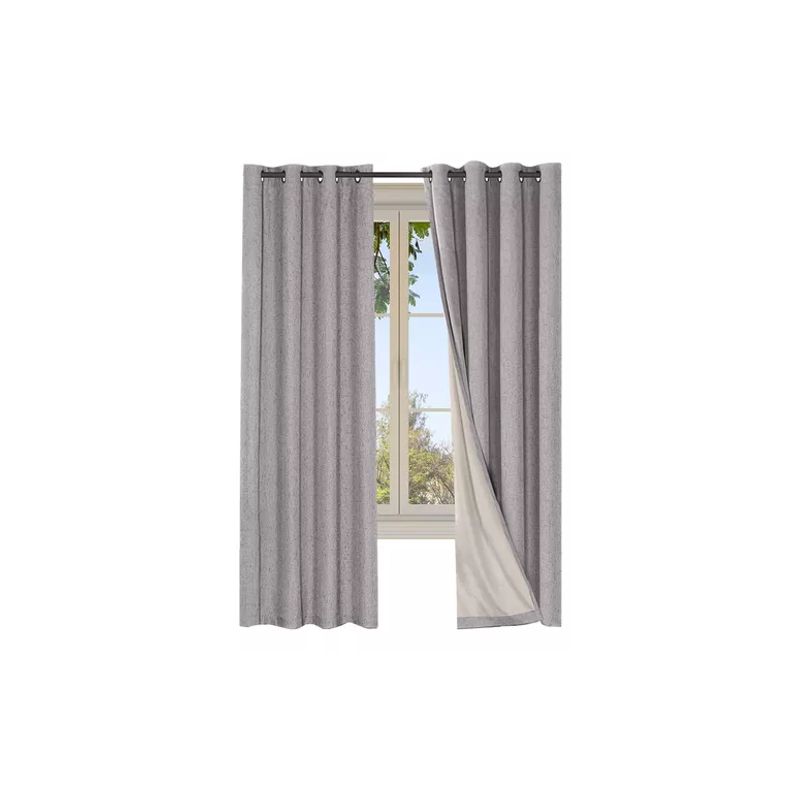 GENERICO - Cortina Blackout 100% 2 Paños 140x220cm Textura Lino Gris