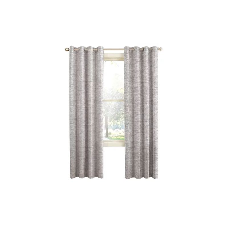 GENERICO - Cortina Blackout 100% 2 Paños 140x220cm Textura Lino Gris