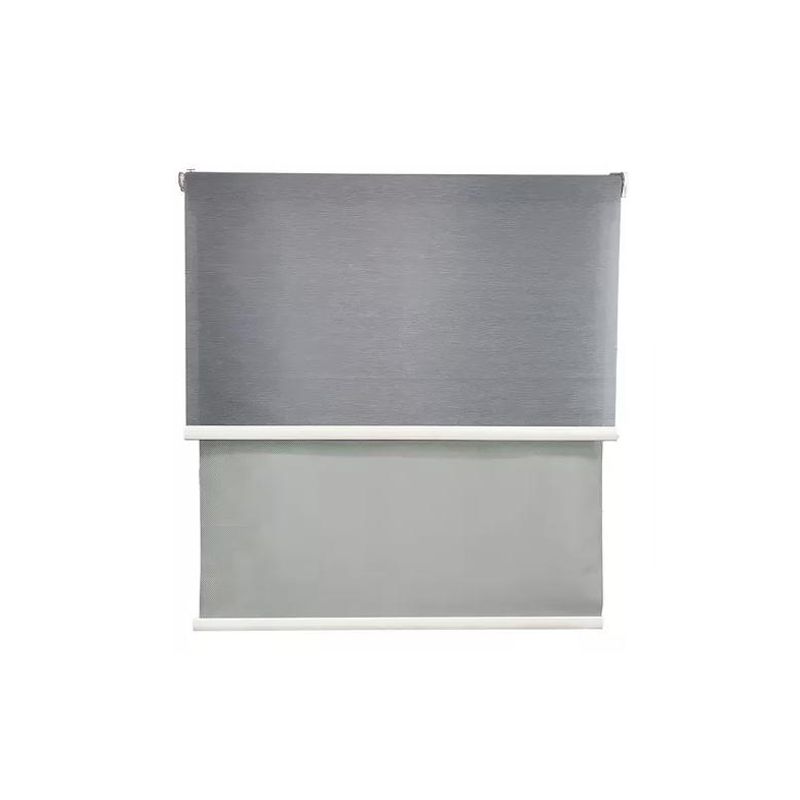GENERICO - Cortina Roller Blackout 2 Paños 160x240 Doble Visillo Gris Sin Cenefa