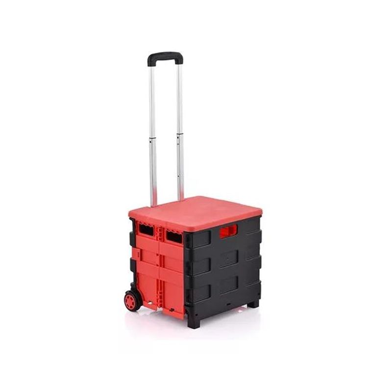 GENERICO - Carrito De Compras Plegable Multiuso Rojo