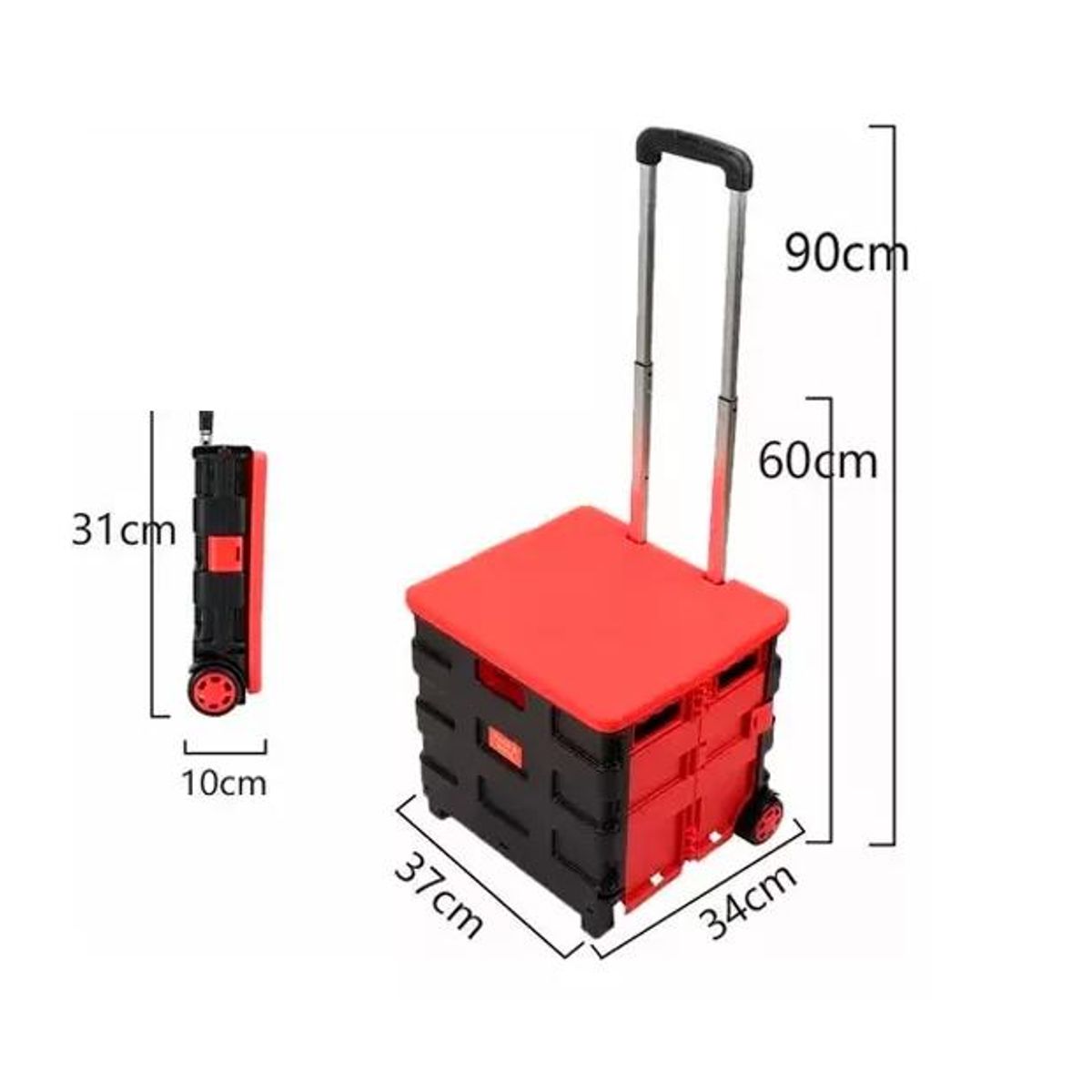 GENERICO - Carrito De Compras Plegable Multiuso Rojo