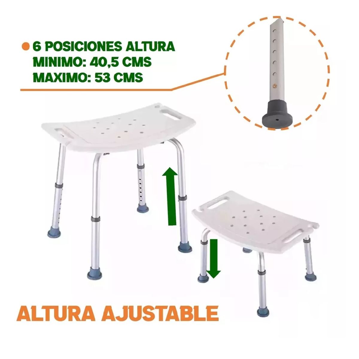 TAUMM - Silla Asiento Ducha Seguridad Piso Baño Regulable Taumm