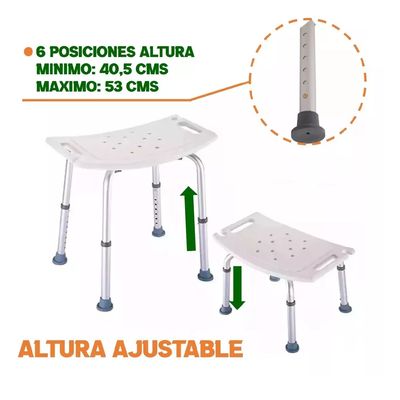 Imagen 2 del producto Silla Asiento Ducha Seguridad Piso Baño Regulable