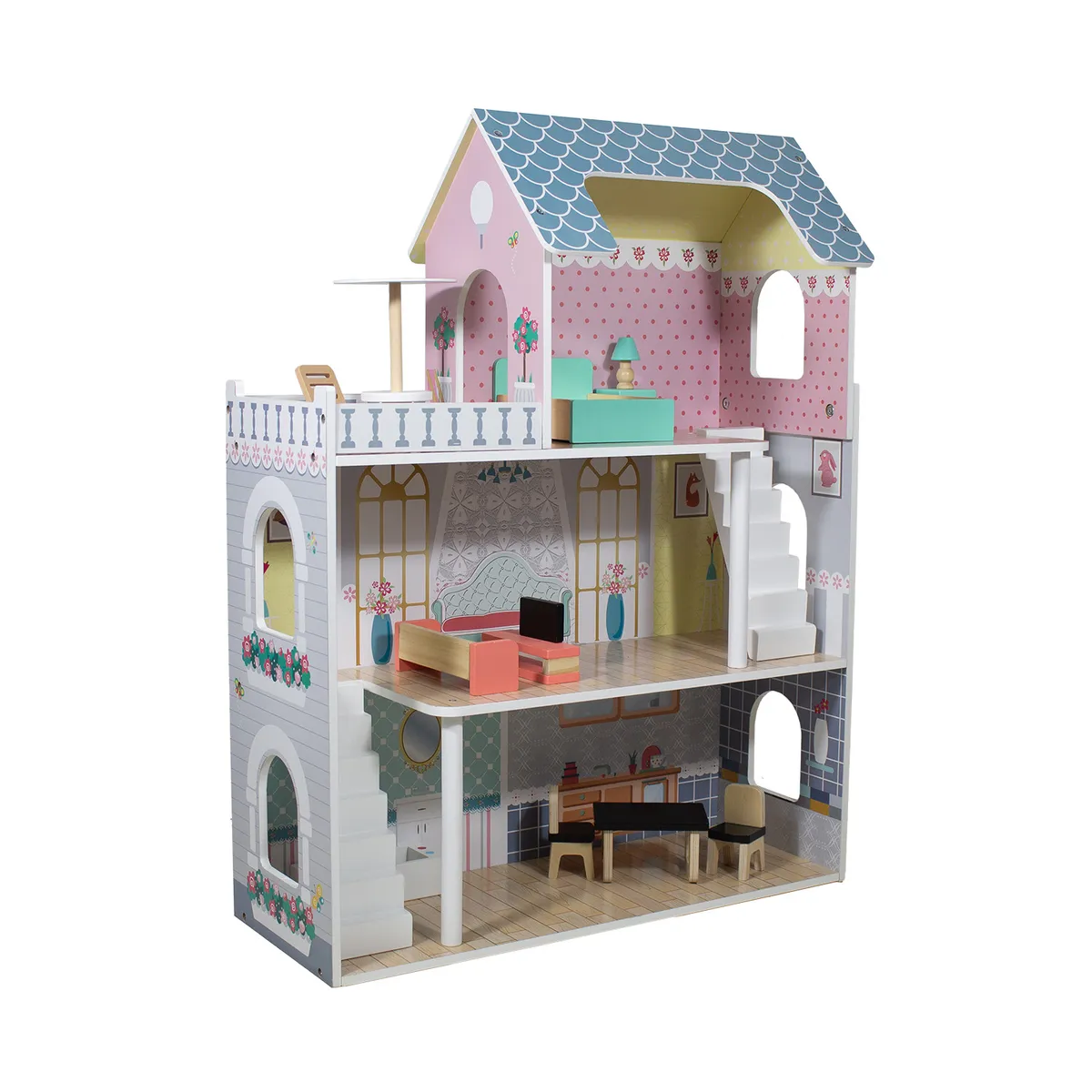 BEBESIT - Casa de Muñecas + Muebles Madera Montessori Princesas