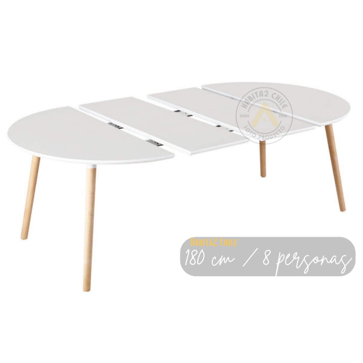 HABITA2 CHILE - Mesa Extensible Blanca 100-180 cm