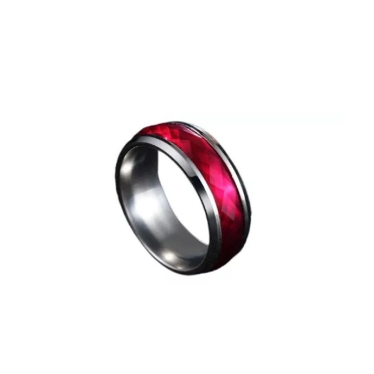 GENERICO - Anillo Titanio Rojo Anillos Juveniles  Acero Inoxidable Hombre, Dama