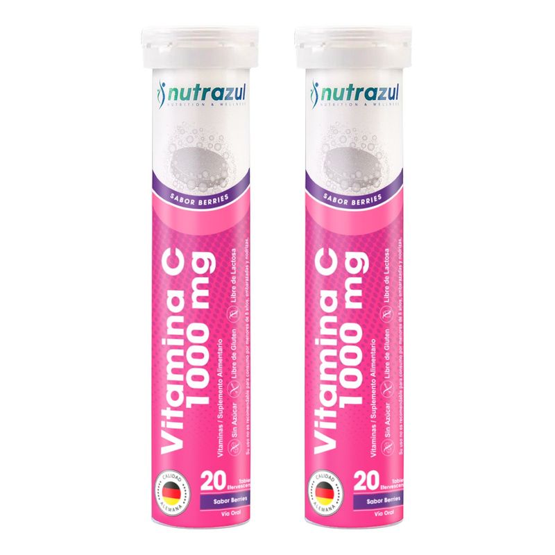 NUTRAZUL - VITAMINA C 1000 MG - PACK 2 UNIDADES - SABOR BERRIES