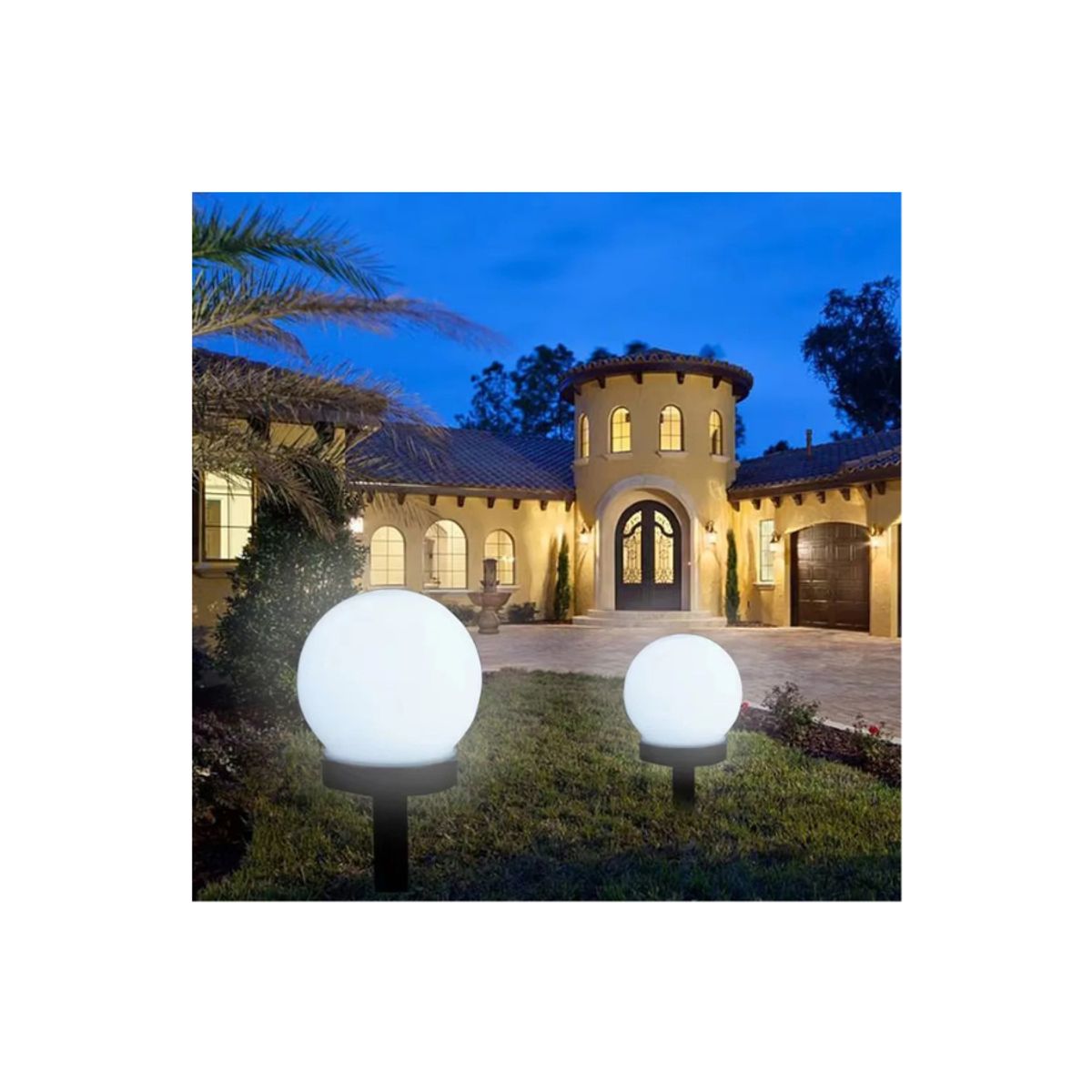 GENERICO - Lampara estaca redonda para jardin globo exterior solar