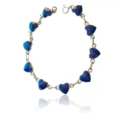 ANDREA COGGIOLA JOYAS - Pulsera Corazón Lapislázuli Plata Fina 925