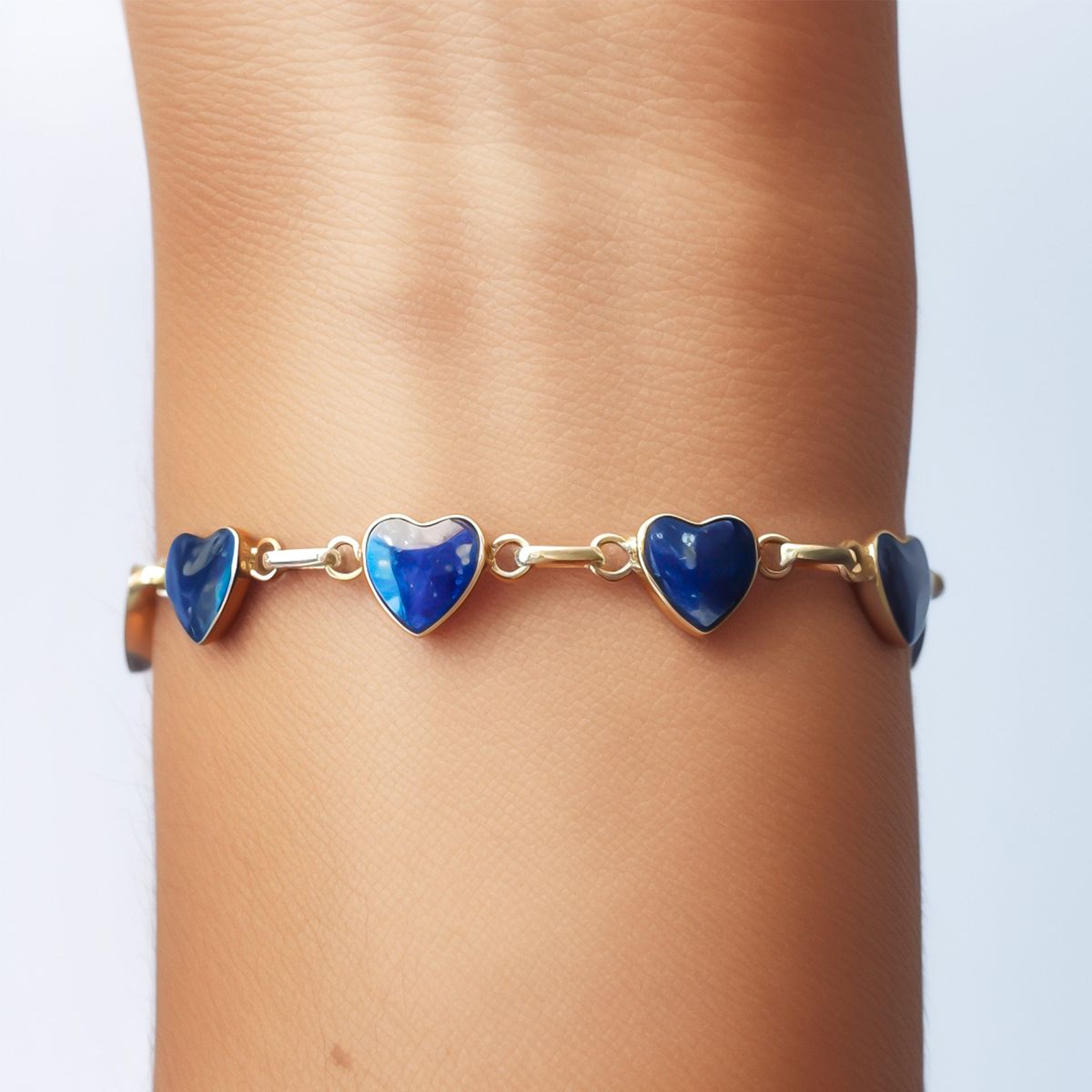 COGGIOLA - Pulsera Corazón Lapislázuli Plata Fina 950