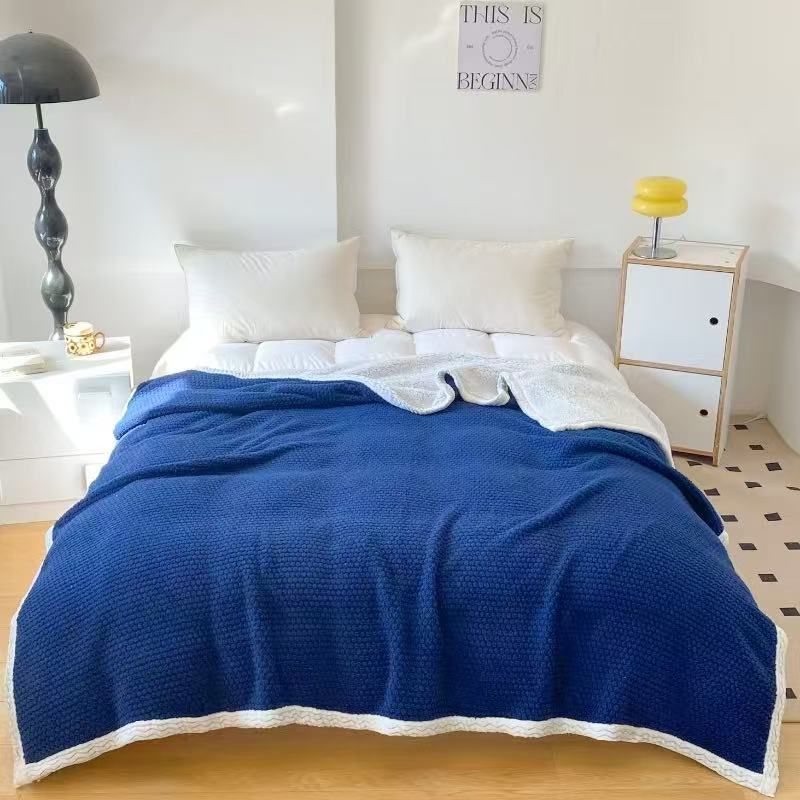 ANGELES DEL HOGAR - FRAZADA CON CHIPORRO 2 PLAZA MEDIDAS 200 X 230  AZUL MARINO