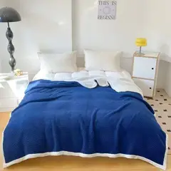 ANGELES DEL HOGAR - FRAZADA CON CHIPORRO 2 PLAZA MEDIDAS 200 X 230 AZUL MARINO