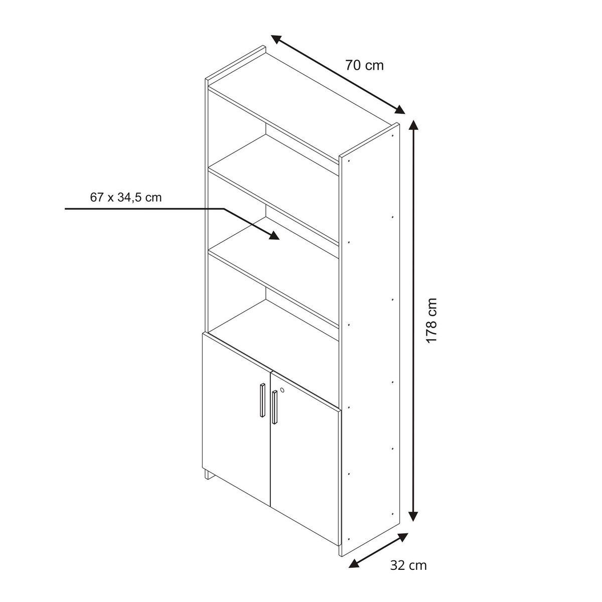 HOME MOBILI - Librero Zion 2 Puertas Negro