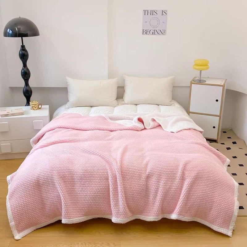 ANGELES DEL HOGAR - FRAZADA CON CHIPORRO 2 PLAZA MEDIDAS 200 X 230  ROSA CLARO